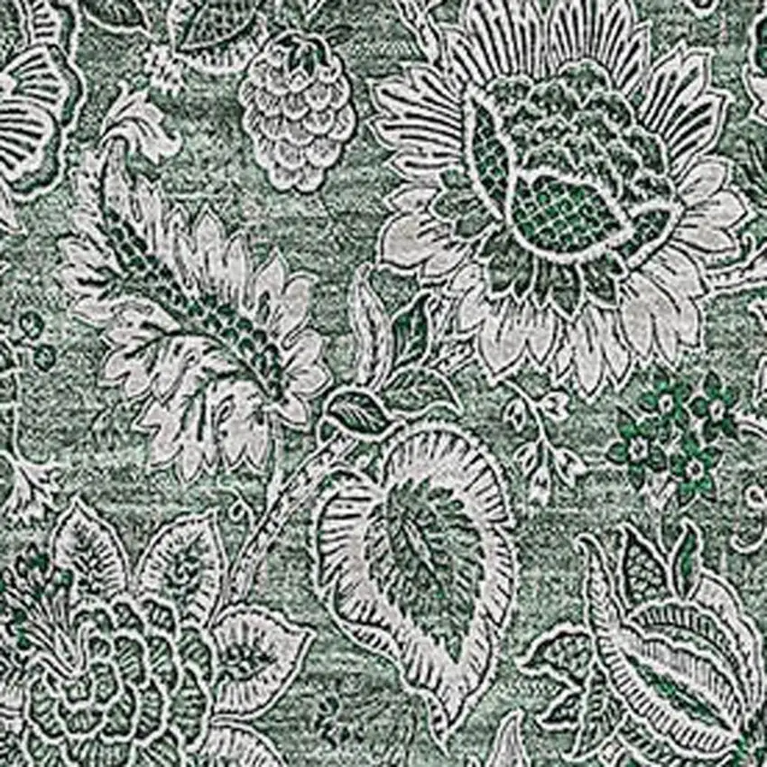 Sage And Silver Floral Washable Area Rug With UV Protection Photo 2