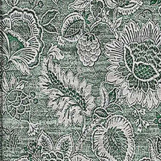 Sage And Silver Floral Washable Area Rug With UV Protection Photo 2