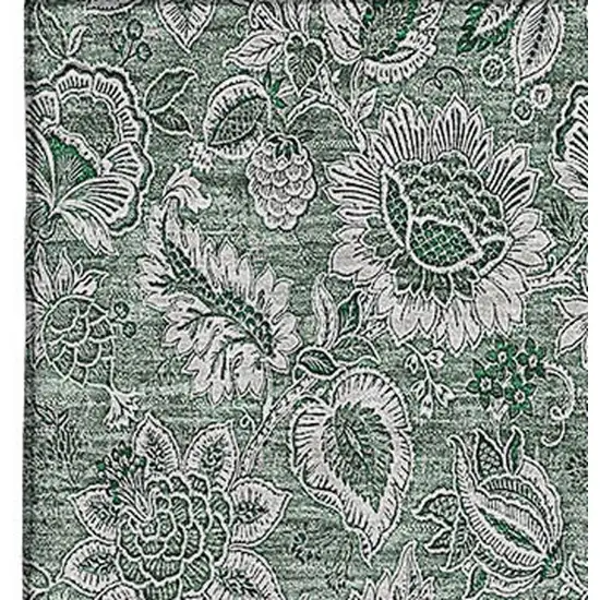 Sage And Silver Floral Washable Area Rug With UV Protection Photo 3
