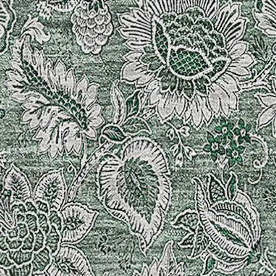 Sage And Silver Floral Washable Area Rug With UV Protection Photo 2
