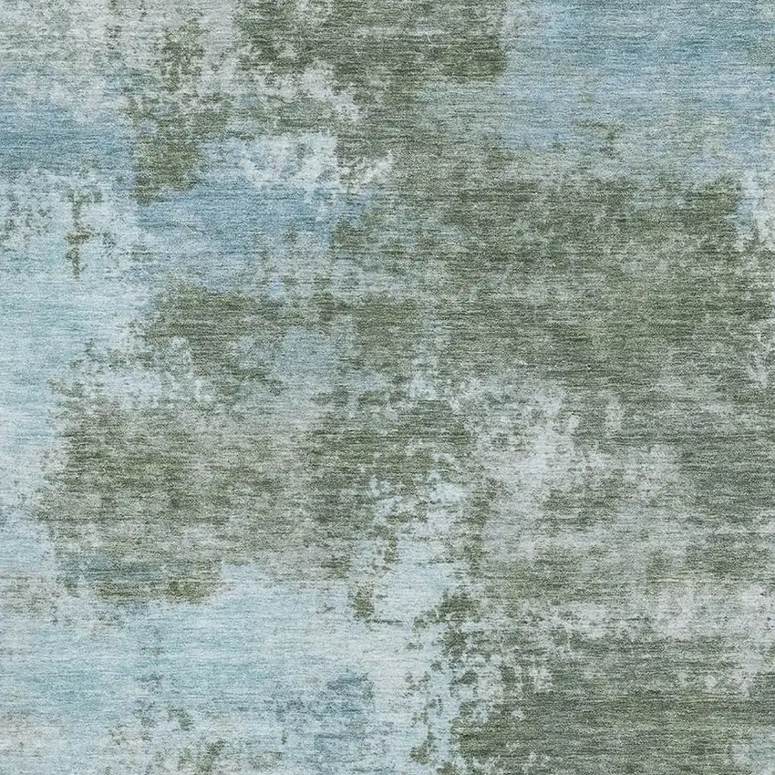 Sage And Sky Blue Abstract Washable Area Rug With UV Protection Photo 3