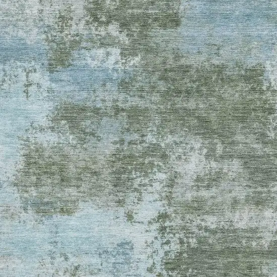 Sage And Sky Blue Abstract Washable Area Rug With UV Protection Photo 3