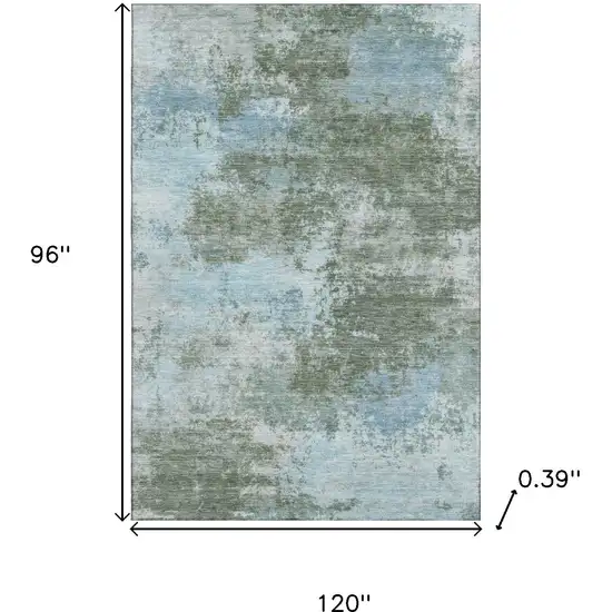 Sage And Sky Blue Abstract Washable Area Rug With UV Protection Photo 9