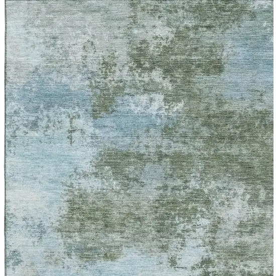 Sage And Sky Blue Abstract Washable Area Rug With UV Protection Photo 3