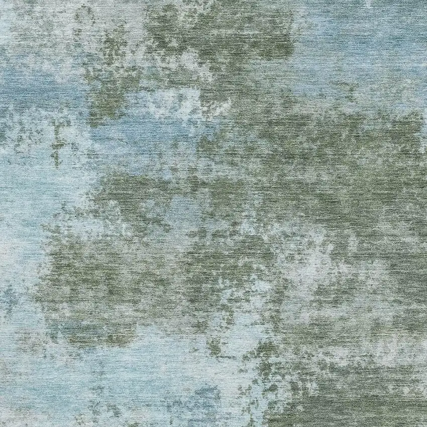 Sage And Sky Blue Abstract Washable Area Rug With UV Protection Photo 3