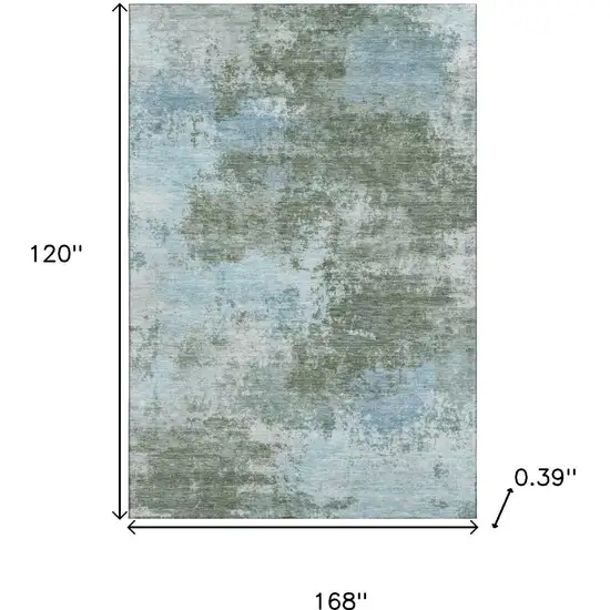 Sage And Sky Blue Abstract Washable Area Rug With UV Protection Photo 9