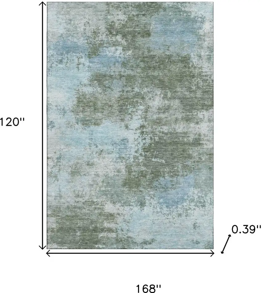 Sage And Sky Blue Abstract Washable Area Rug With UV Protection Photo 9
