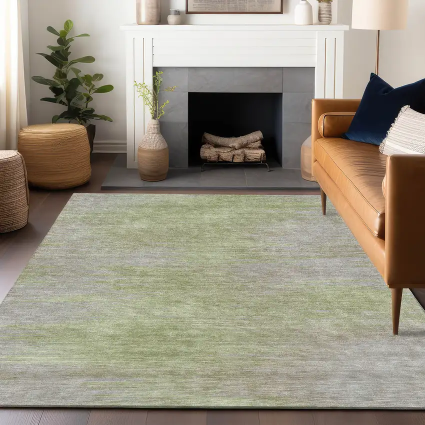 Sage And Taupe Abstract Washable Area Rug With UV Protection Photo 5