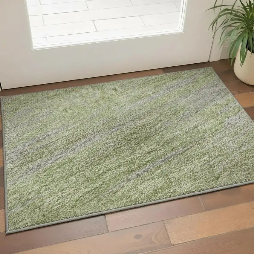 Sage And Taupe Abstract Washable Area Rug With UV Protection Photo 2