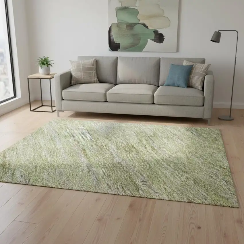 Sage And Taupe Abstract Washable Area Rug With UV Protection Photo 2