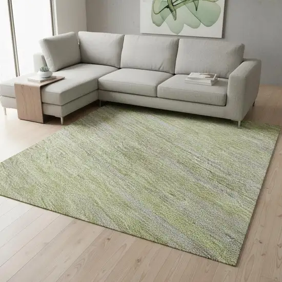 Sage And Taupe Abstract Washable Area Rug With UV Protection Photo 2