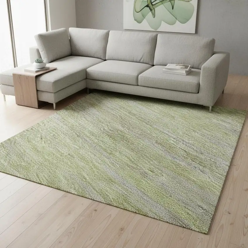 Sage And Taupe Abstract Washable Area Rug With UV Protection Photo 2