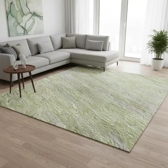 Sage And Taupe Abstract Washable Area Rug With UV Protection Photo 2