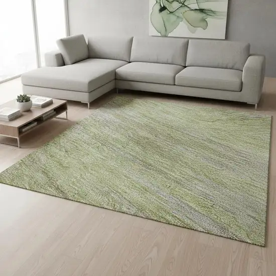 Sage And Taupe Abstract Washable Area Rug With UV Protection Photo 2