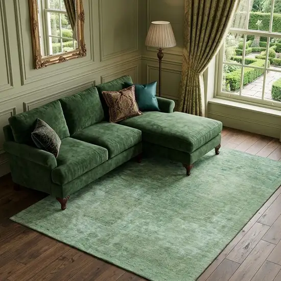 Sage And Teal Abstract Washable Area Rug With UV Protection Photo 1