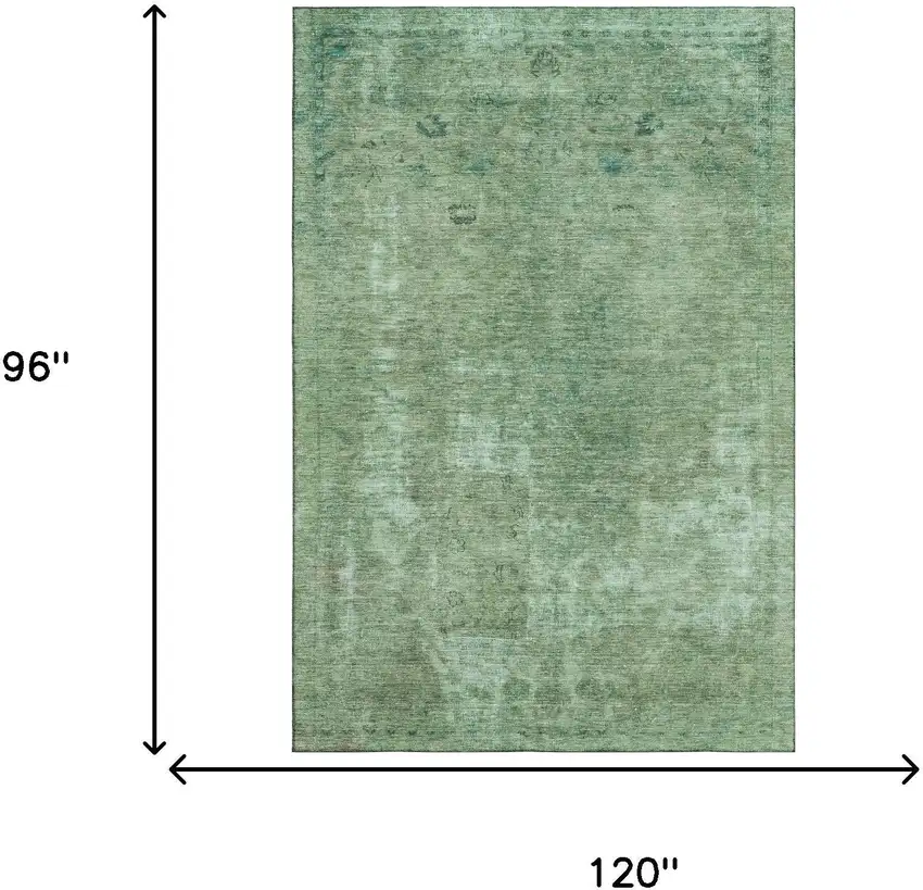 Sage And Teal Abstract Washable Area Rug With UV Protection Photo 8