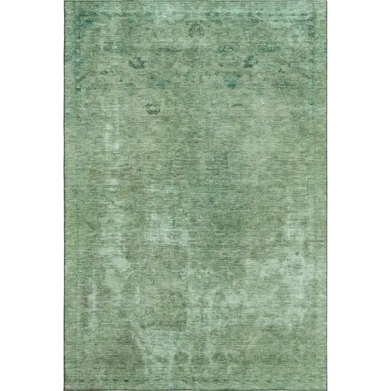 Sage And Teal Abstract Washable Area Rug With UV Protection Photo 6