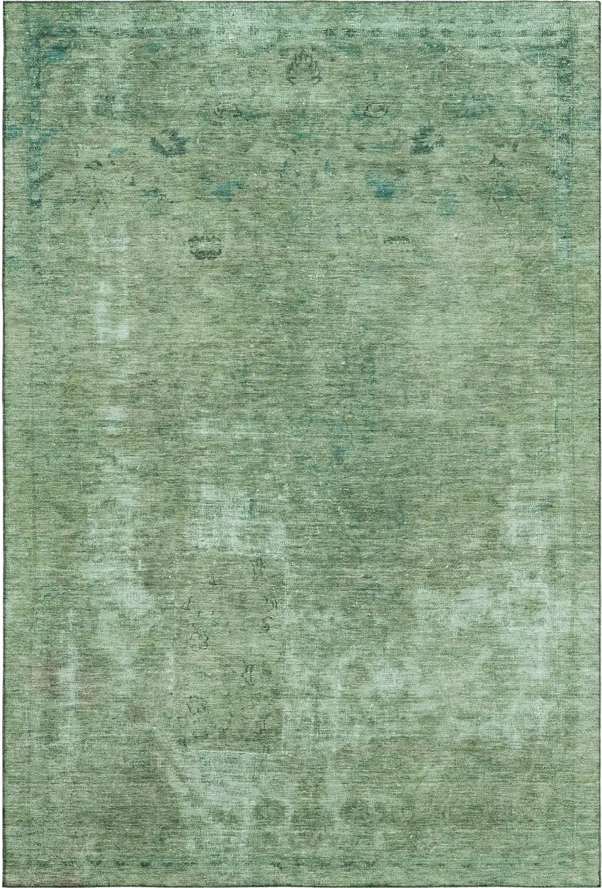 Sage And Teal Abstract Washable Area Rug With UV Protection Photo 6