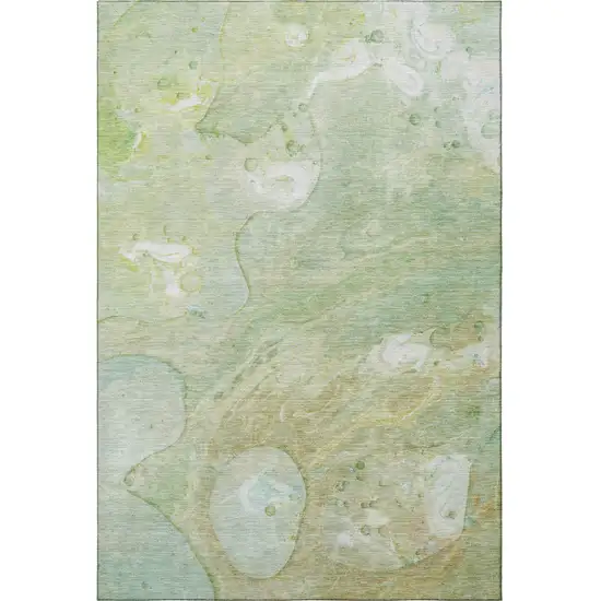 Sage And Teal Abstract Washable Area Rug With UV Protection Photo 4