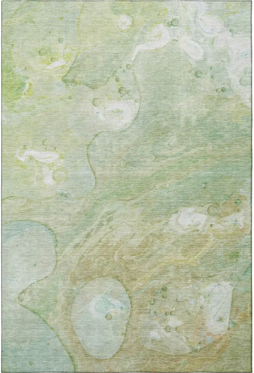 Sage And Teal Abstract Washable Area Rug With UV Protection Photo 4