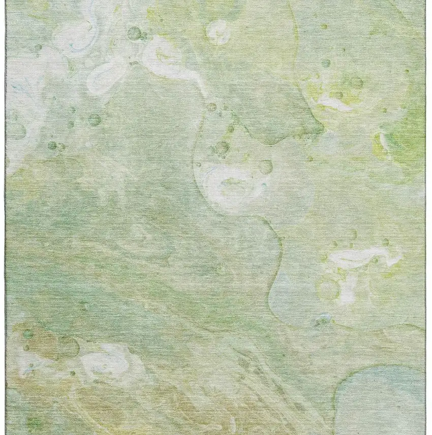Sage And Teal Abstract Washable Area Rug With UV Protection Photo 4