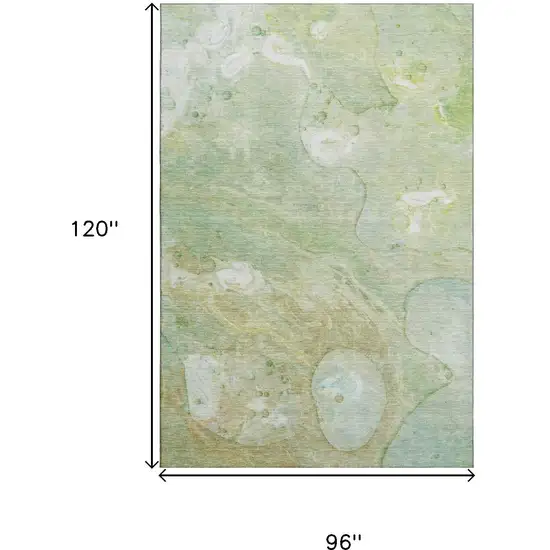 Sage And Teal Abstract Washable Area Rug With UV Protection Photo 9