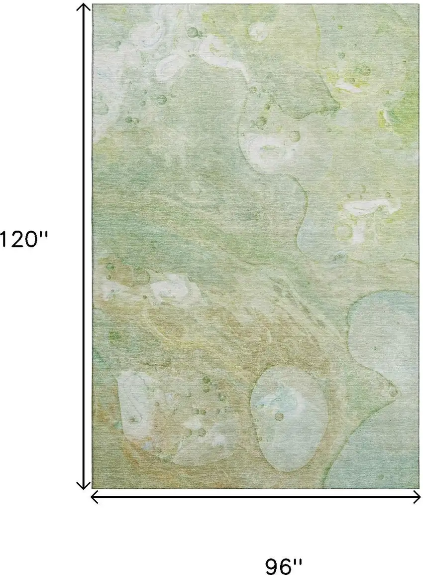 Sage And Teal Abstract Washable Area Rug With UV Protection Photo 9