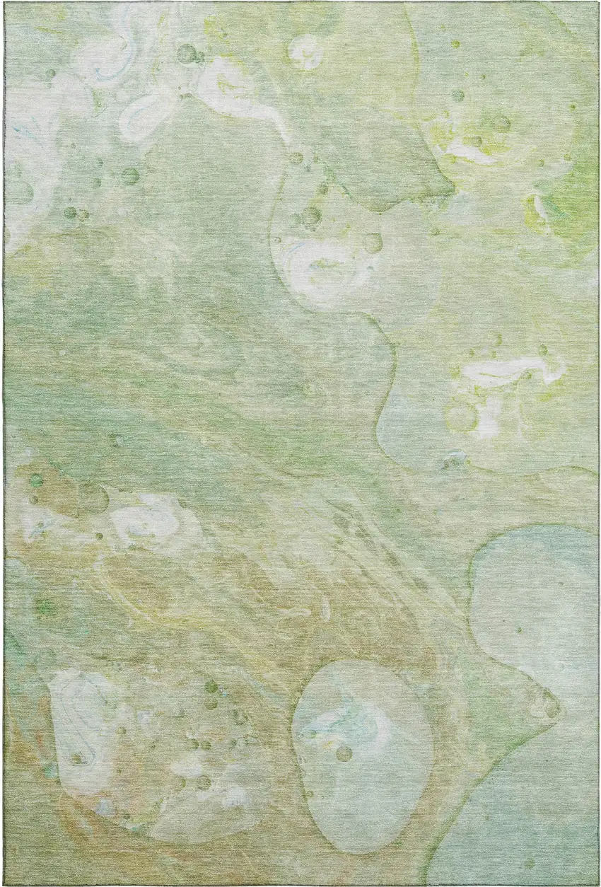 Sage And Teal Abstract Washable Area Rug With UV Protection Photo 1