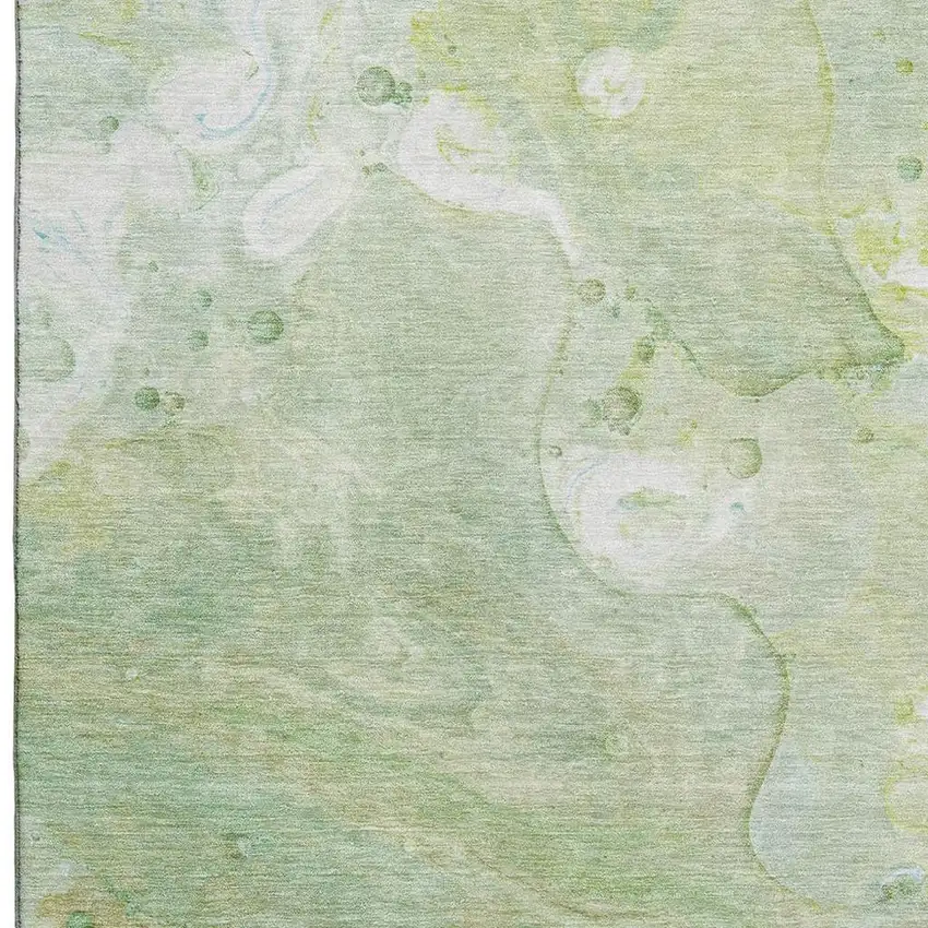 Sage And Teal Abstract Washable Area Rug With UV Protection Photo 3