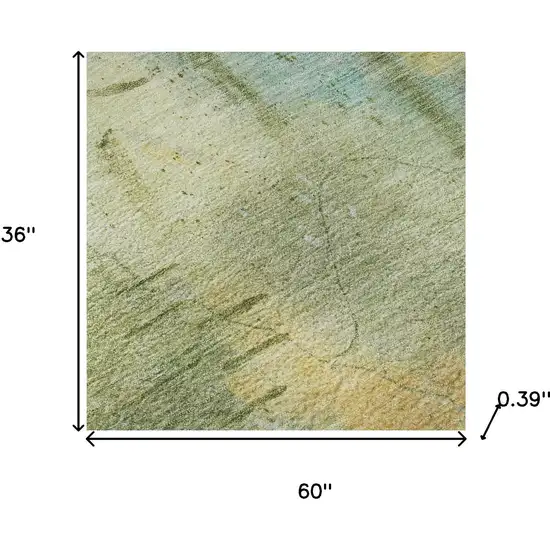 Sage And Teal Abstract Washable Area Rug With UV Protection Photo 7