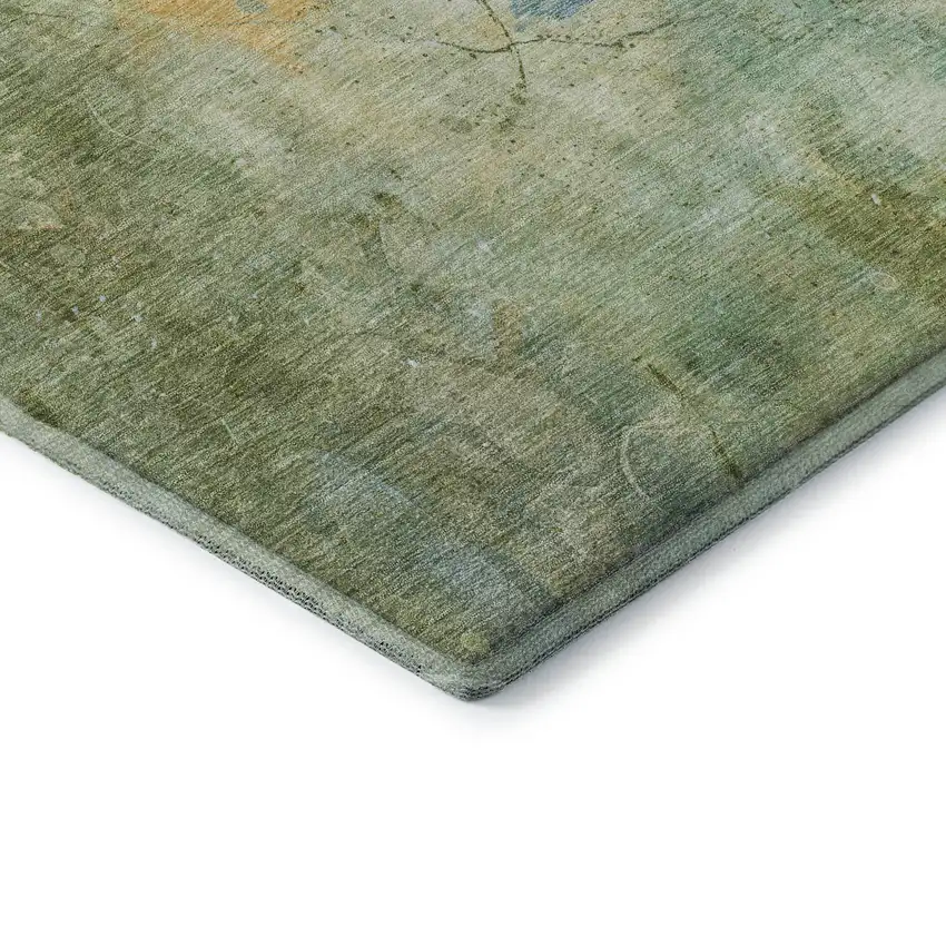 Sage And Teal Abstract Washable Area Rug With UV Protection Photo 6