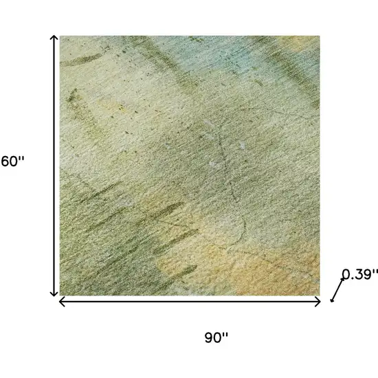 Sage And Teal Abstract Washable Area Rug With UV Protection Photo 7