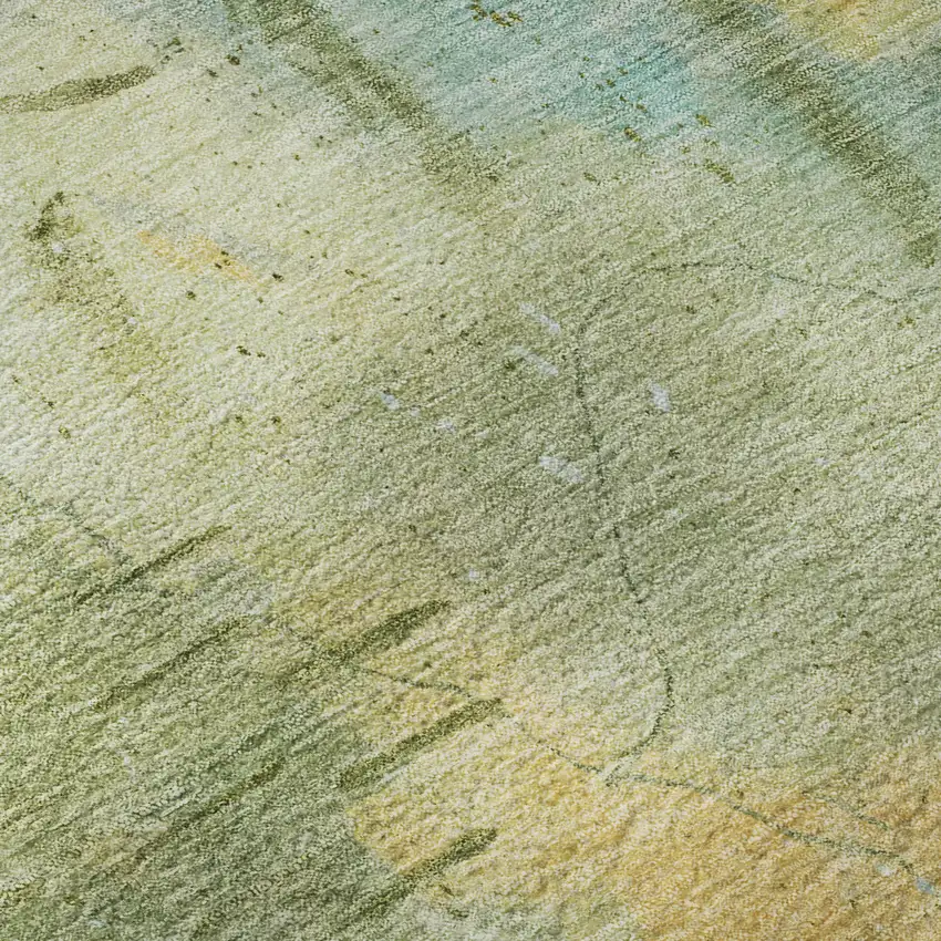 Sage And Teal Abstract Washable Area Rug With UV Protection Photo 1