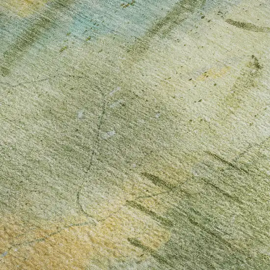 Sage And Teal Abstract Washable Area Rug With UV Protection Photo 3