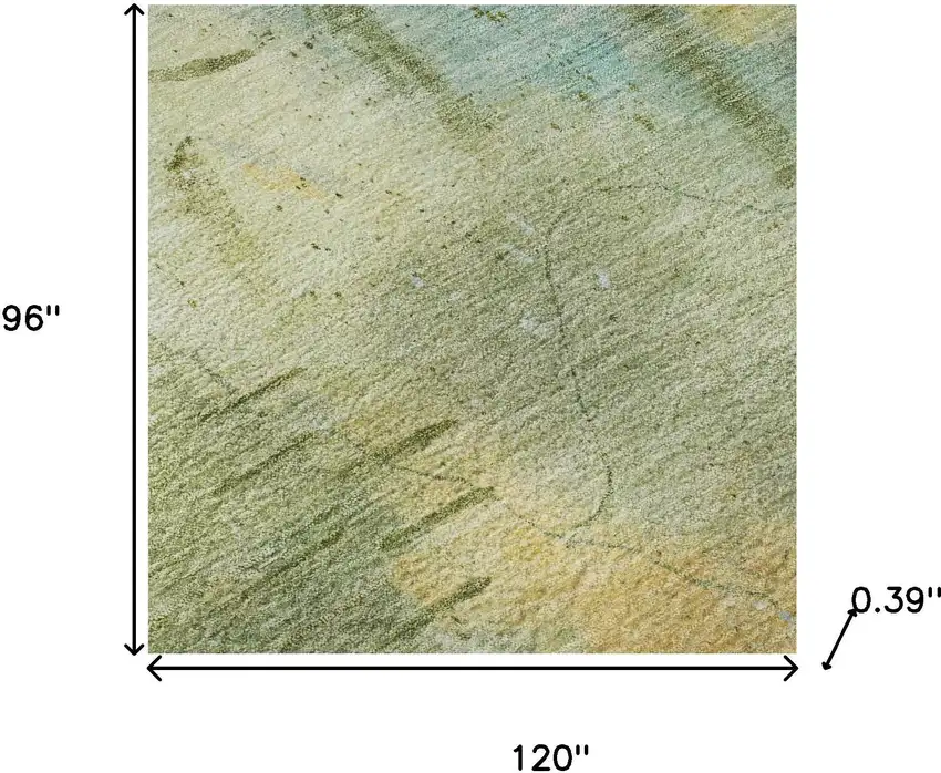 Sage And Teal Abstract Washable Area Rug With UV Protection Photo 8