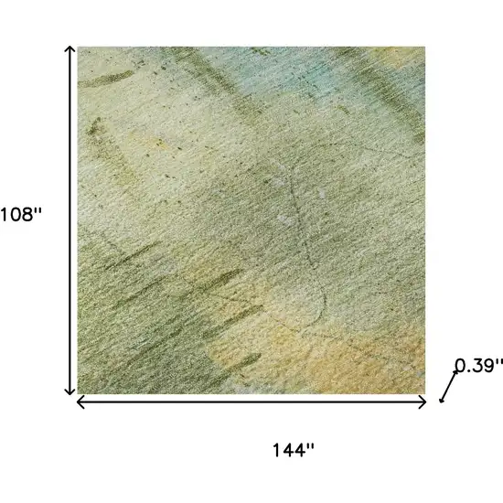 Sage And Teal Abstract Washable Area Rug With UV Protection Photo 7