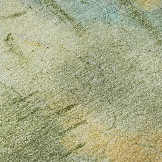 Sage And Teal Abstract Washable Area Rug With UV Protection Photo 1