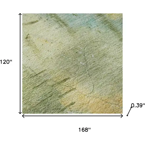 Sage And Teal Abstract Washable Area Rug With UV Protection Photo 7