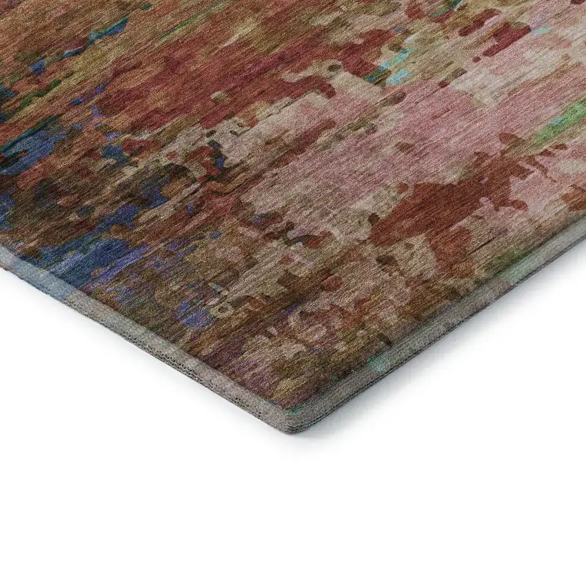 Sage And Teal Abstract Washable Area Rug With UV Protection Photo 7