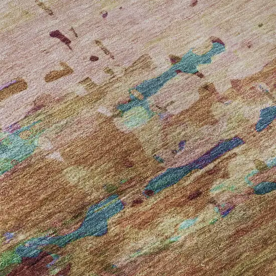 Sage And Teal Abstract Washable Area Rug With UV Protection Photo 8