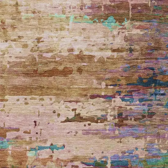 Sage And Teal Abstract Washable Area Rug With UV Protection Photo 3