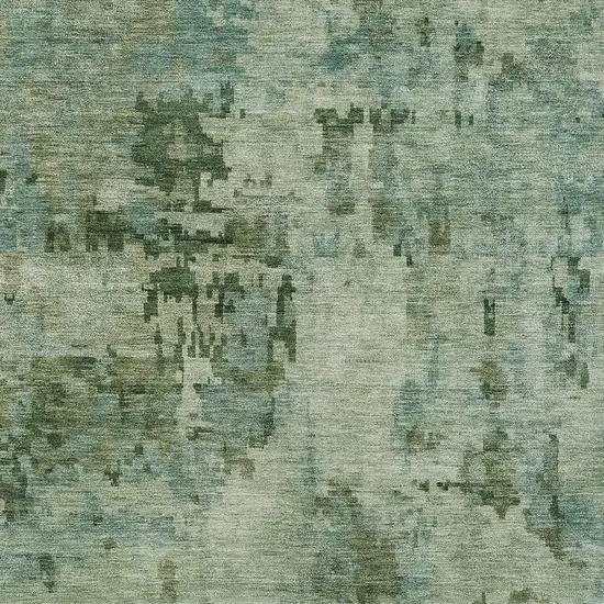 Sage And Teal Blue Abstract Washable Indoor Outdoor Area Rug Photo 2