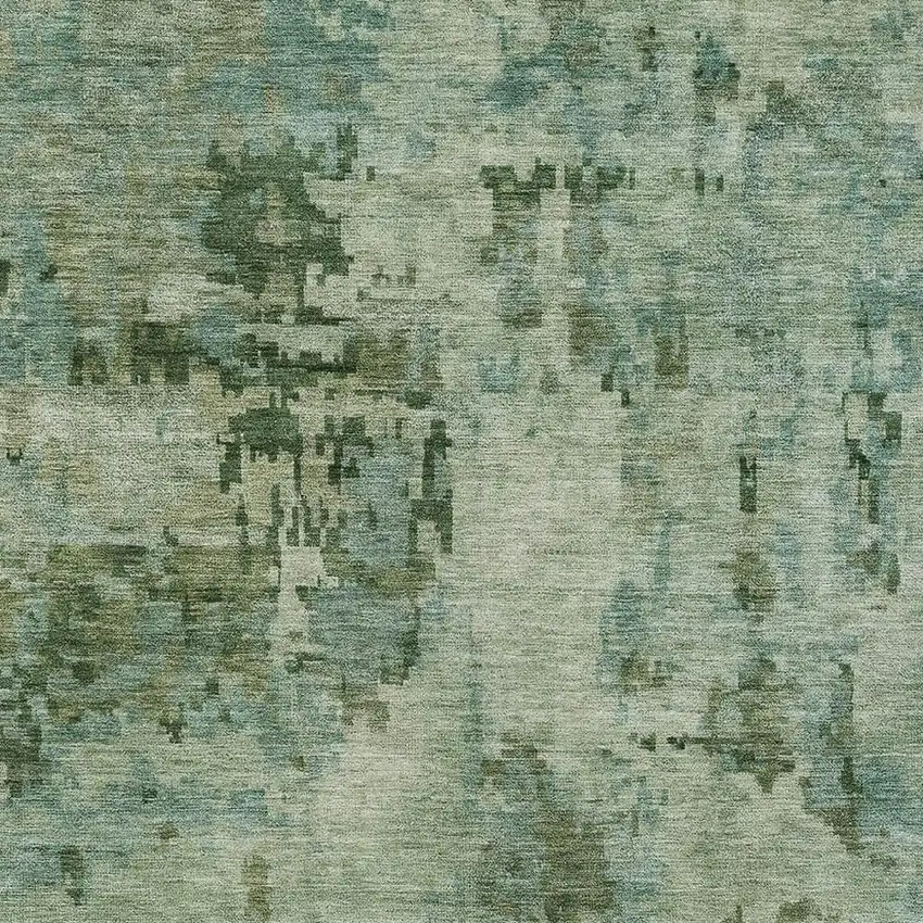 Sage And Teal Blue Abstract Washable Indoor Outdoor Area Rug Photo 2