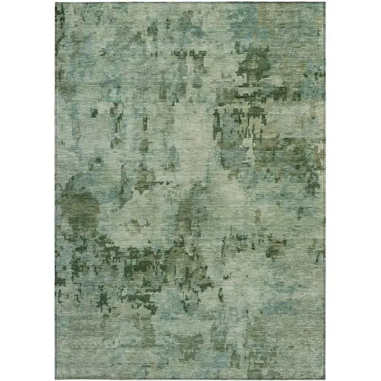 Sage And Teal Blue Abstract Washable Indoor Outdoor Area Rug Photo 3