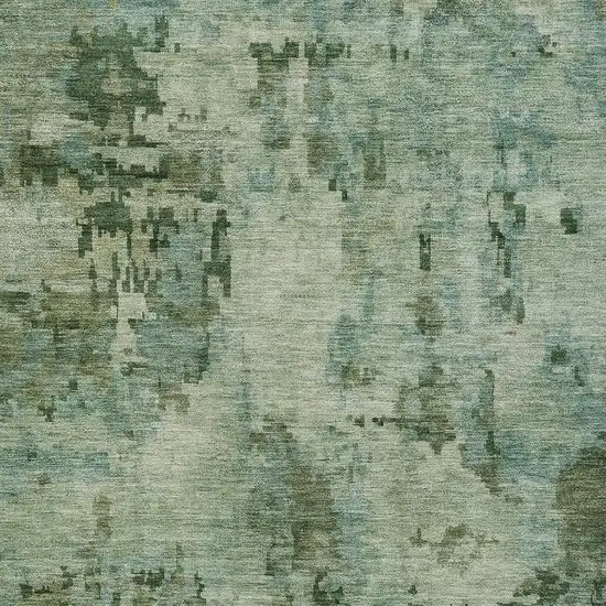 Sage And Teal Blue Abstract Washable Indoor Outdoor Area Rug Photo 2