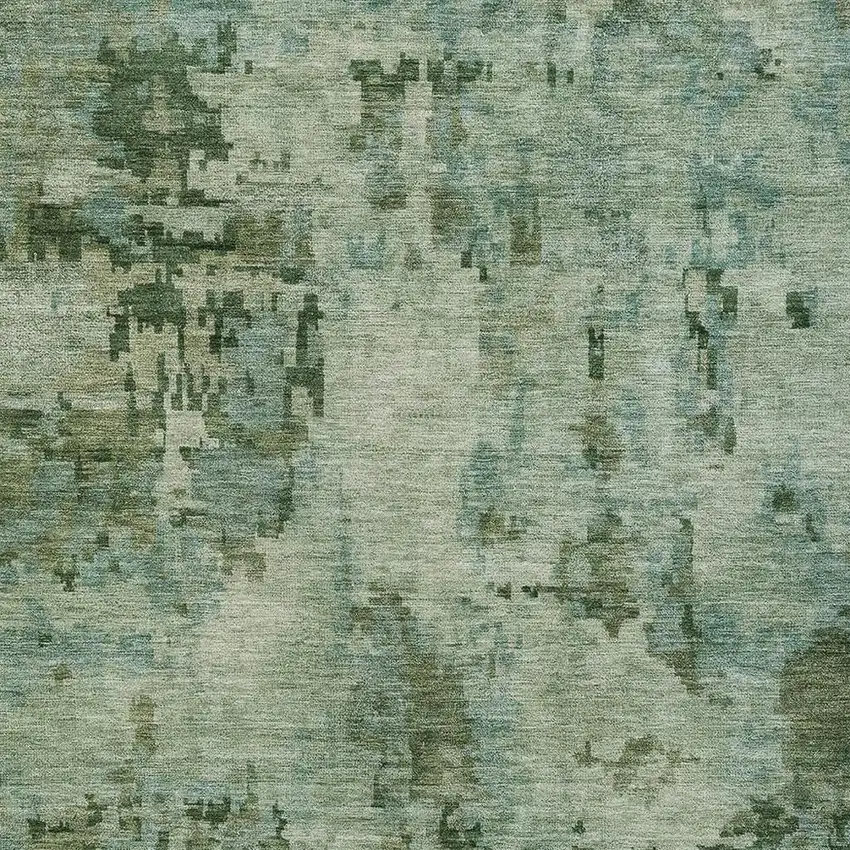Sage And Teal Blue Abstract Washable Indoor Outdoor Area Rug Photo 2