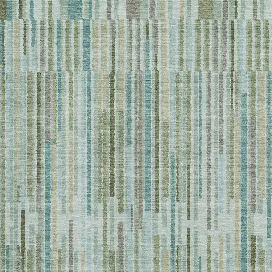 Sage And Teal Striped Washable Area Rug With UV Protection Photo 3