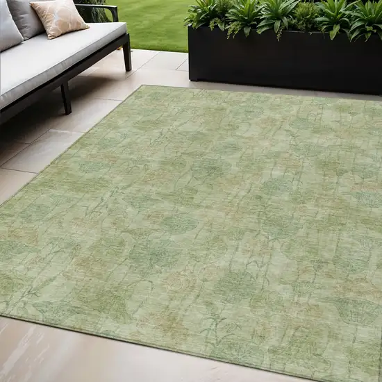 Sage And Wheat Floral Washable Indoor Outdoor Area Rug Photo 2