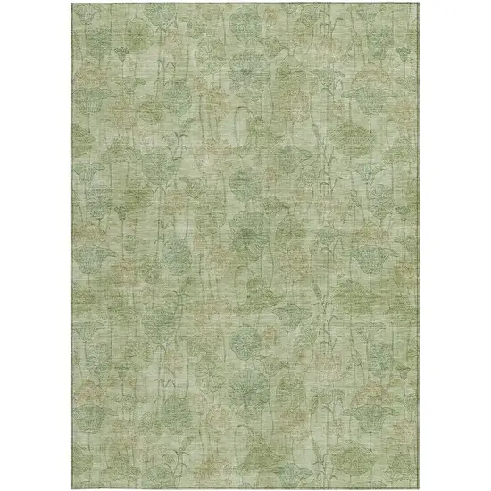 Sage And Wheat Floral Washable Indoor Outdoor Area Rug Photo 3