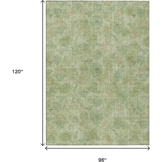 Sage And Wheat Floral Washable Indoor Outdoor Area Rug Photo 9